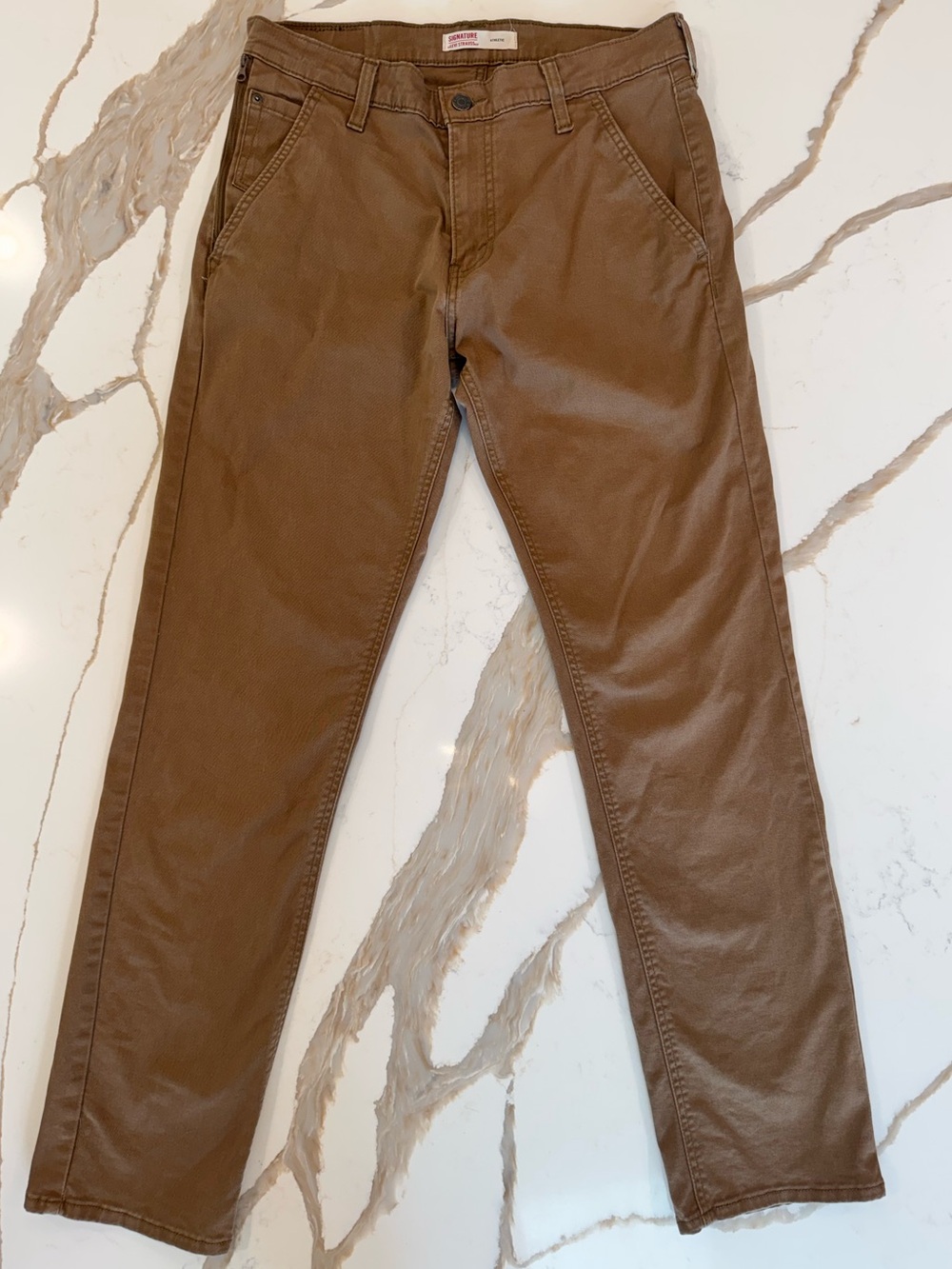 Levi Strauss Signature Athletic Fit Brown Stretch Chino Pants Mens 32x34